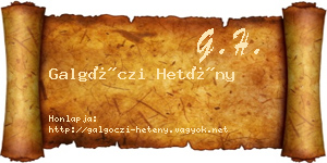Galgóczi Hetény névjegykártya